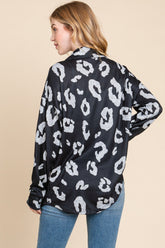 Animal Print Button Up Knit Shacket BomBom